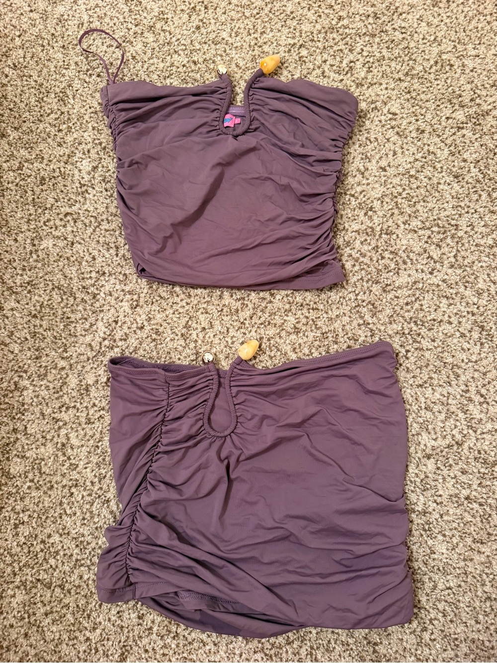 Edikted Mauve Ruched Two-Piece Mini Skirt Set